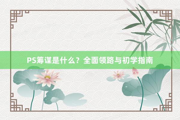 PS筹谋是什么？全面领路与初学指南